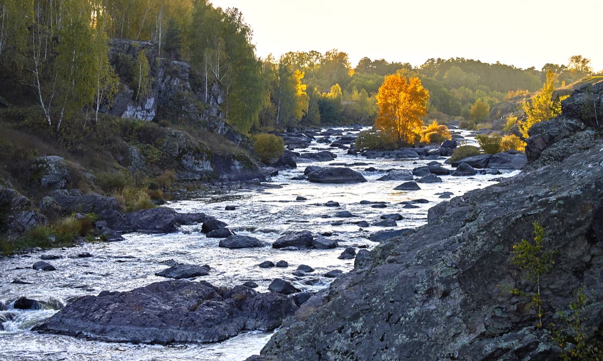 Hanging Kamen Rock on the Chusovaya River