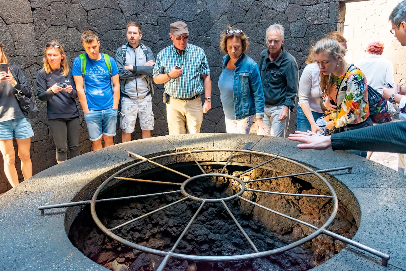 Barbecue with volcanic heat in restaurant at Timanfaya National Park. Timanfaya National Park