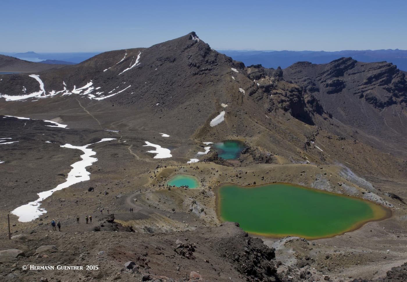 Emerald Lakes from Red Crater. Tongariro Alpine Crossing