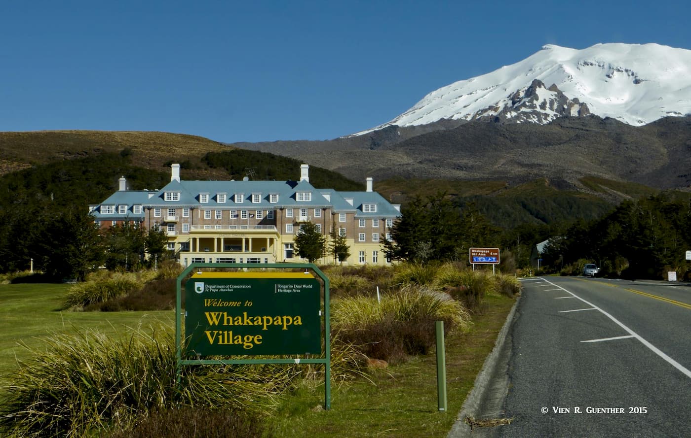 Whakapapa Village, Chateau Tongariro and Mount Ruapehu