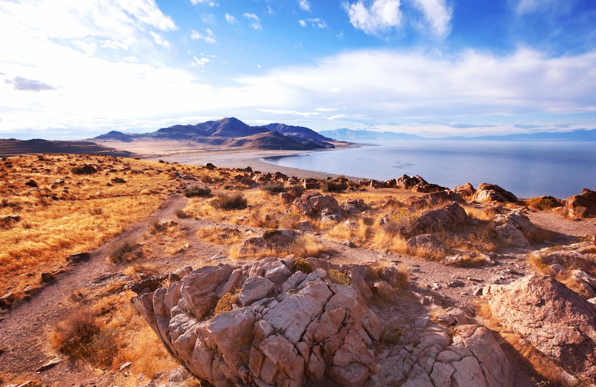 Great Salt Lake. Utah Mountain