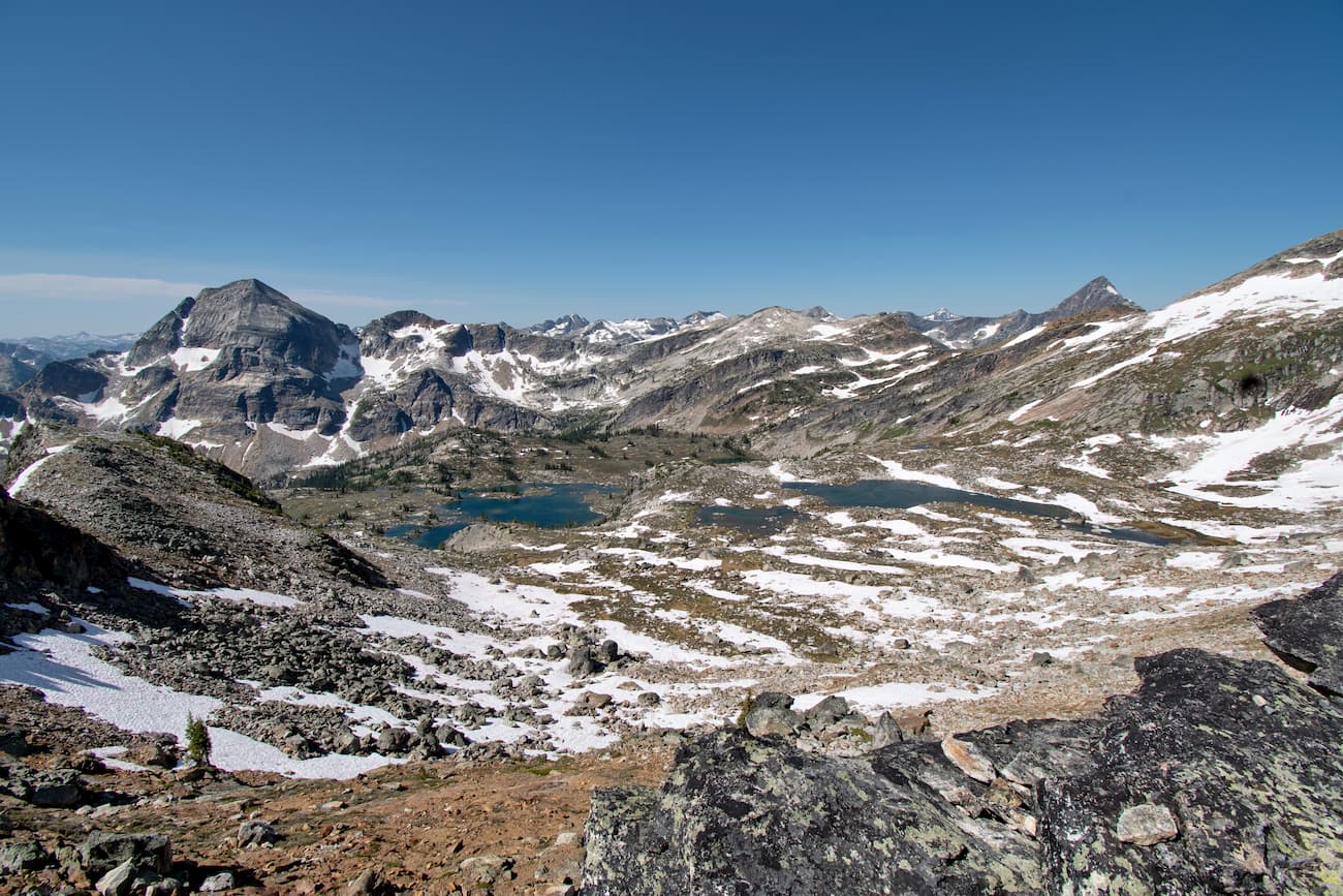 View on lower and upper Gwillim Lakes. Valhalla Provincial Park 