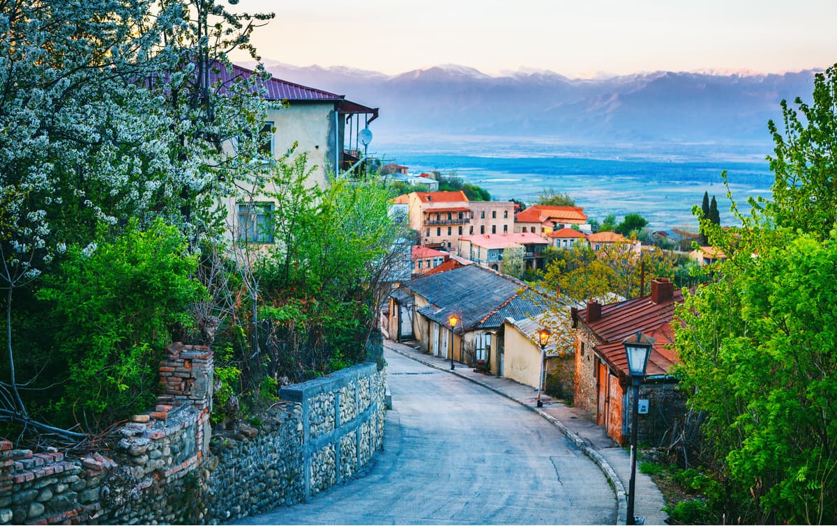 Alazani Valley on sunset. Georgia