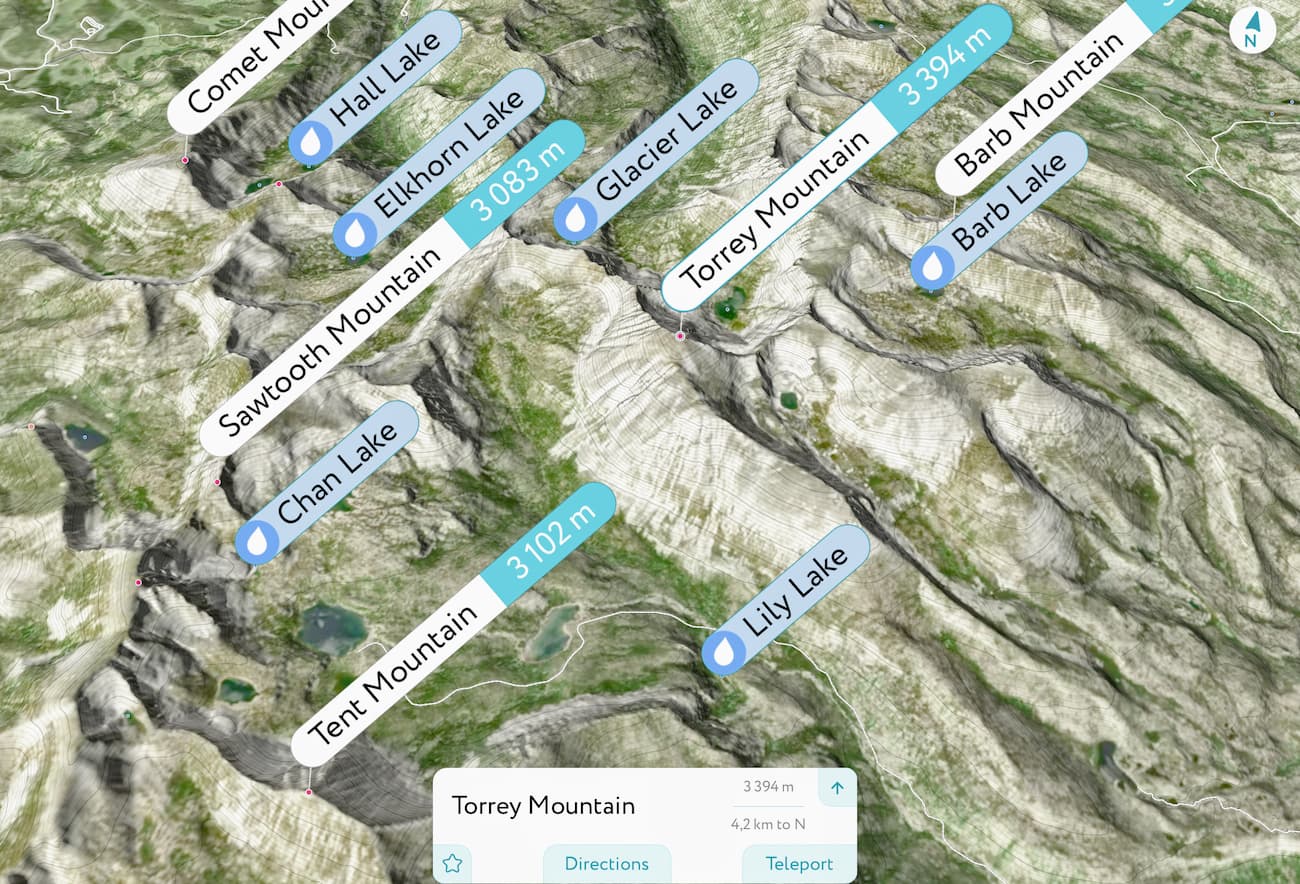 PeakVisor 3D Map, West-Pioneer-Mountains