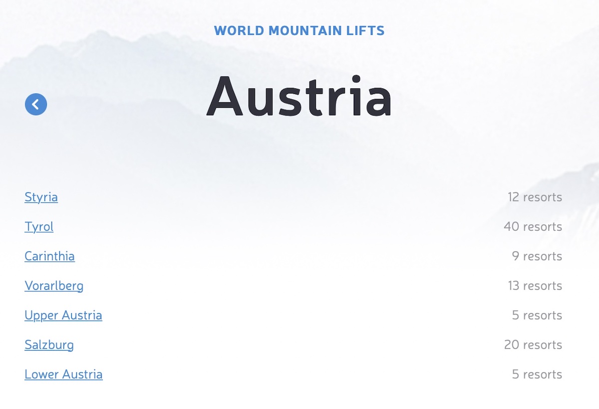 Österreich Berglifte in Echtzeit