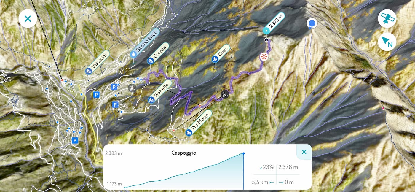 GPS track from our recent test outing in the mountainous province of Sondrio