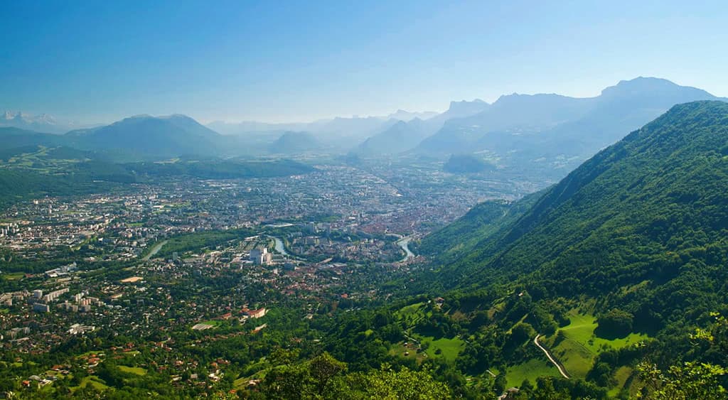 Grenoble as seen from the fort of Saint-Eynard on the ridge of the Chartreuse