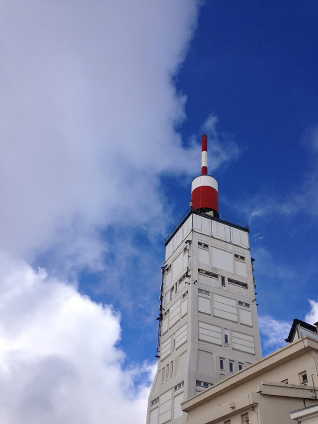 The radio tower at the summit of Mont Ventoux