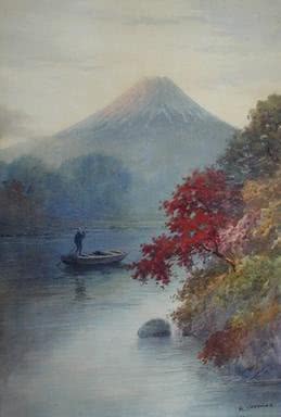 富士山水彩画，1920年左右
