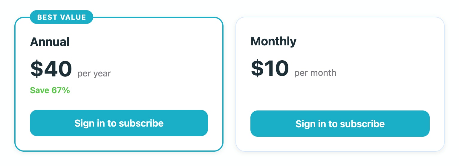 Annual and Monthly PeakVisor PRO plans on peakvisor.com