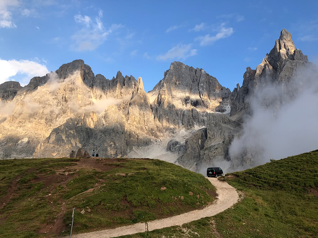 A van in the Dolomites, the Pale di San Martino group