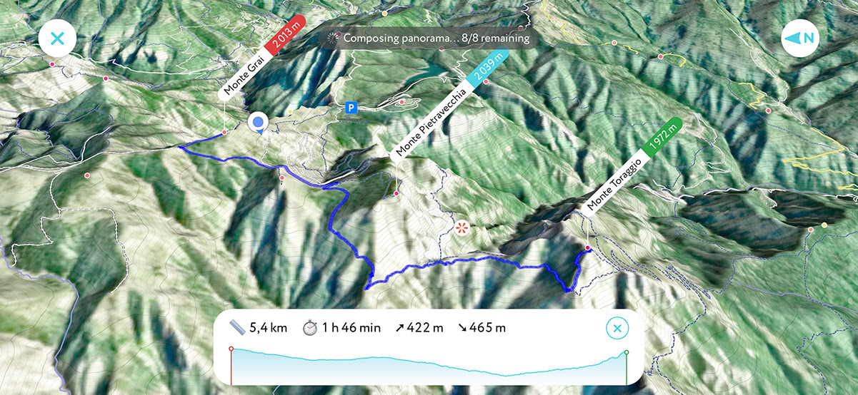 Monte Toraggio and Monte Pietravecchia on PeakVisor 3D map