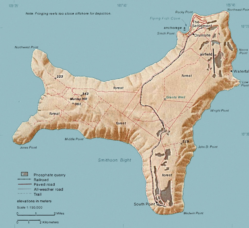 Map Of Christmas Island 1976 