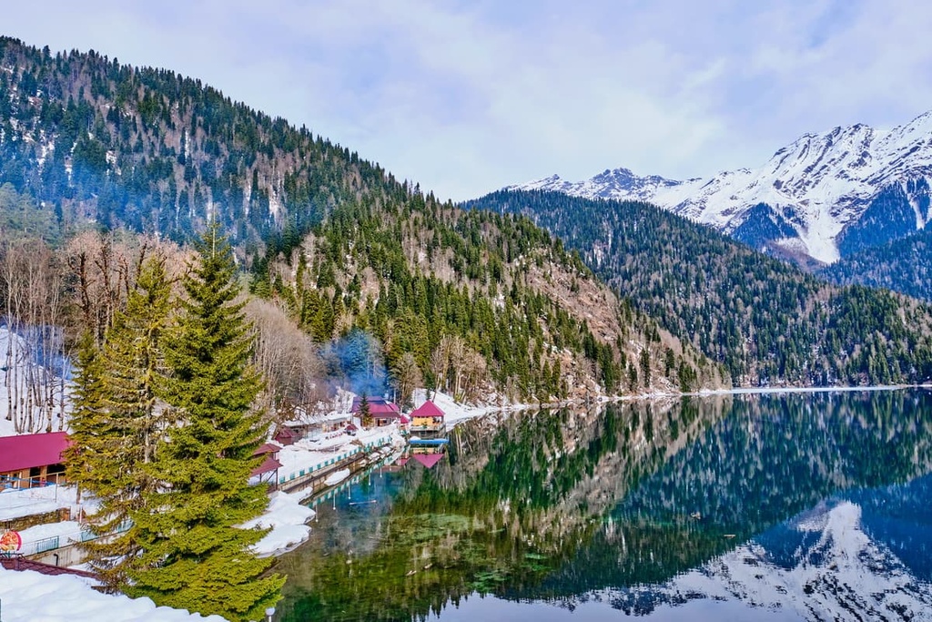 Lake Ritsa in winter, Abkhazia