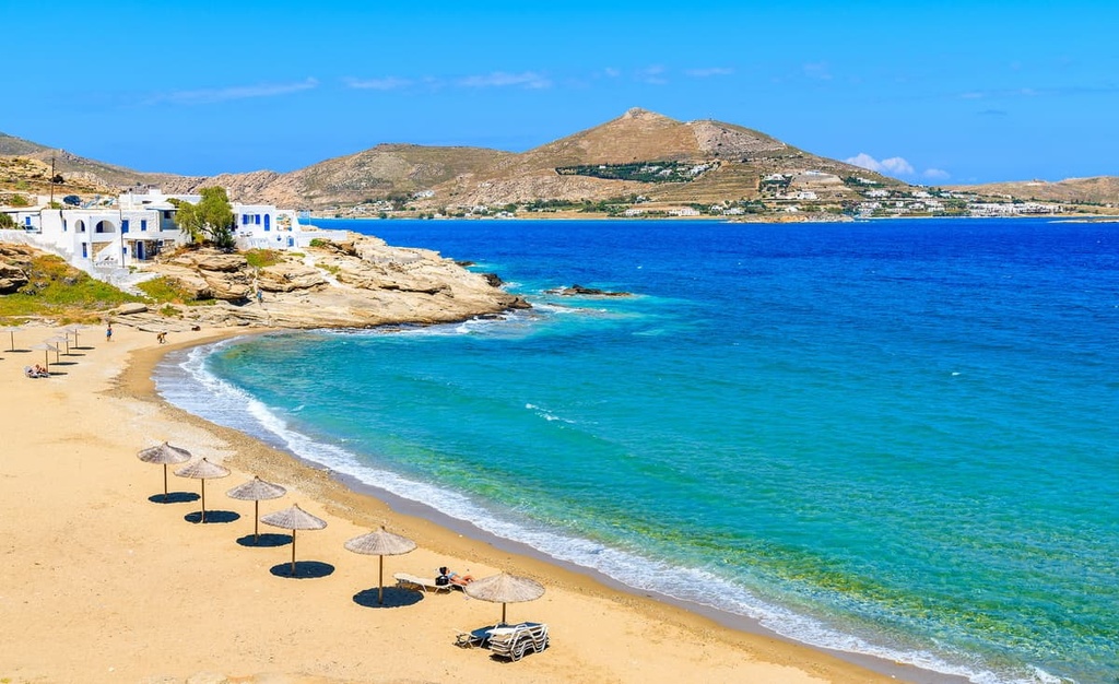 Sea Coast Of Greek Island Paros In the Mediterranean Sea Of Aegea