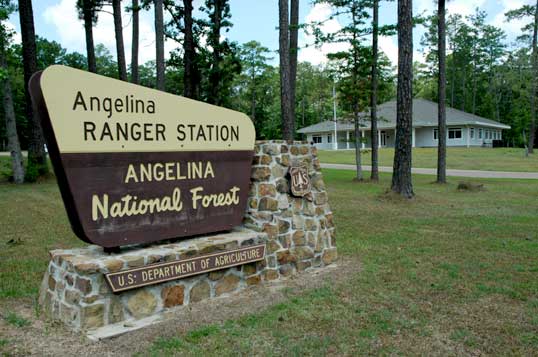 The Angelina National Forest ranger station. Angelina National Forest