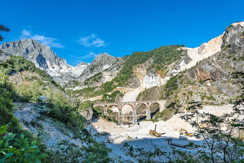 White Carrara marble quarries . Regional Natural Park of the Apuan Alps, Italy
