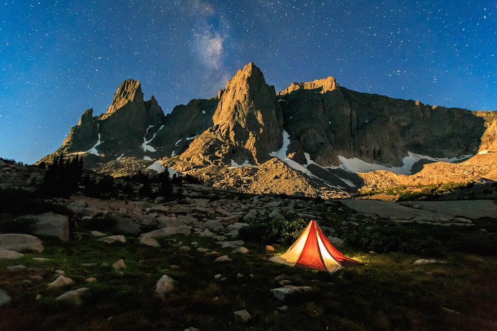 Tent and night sky, Pingora, Bridger Wilderness, Wyoming
