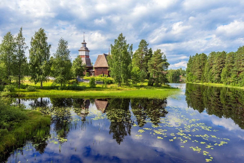 Old wooden church of Petajavesi village, Central Finland