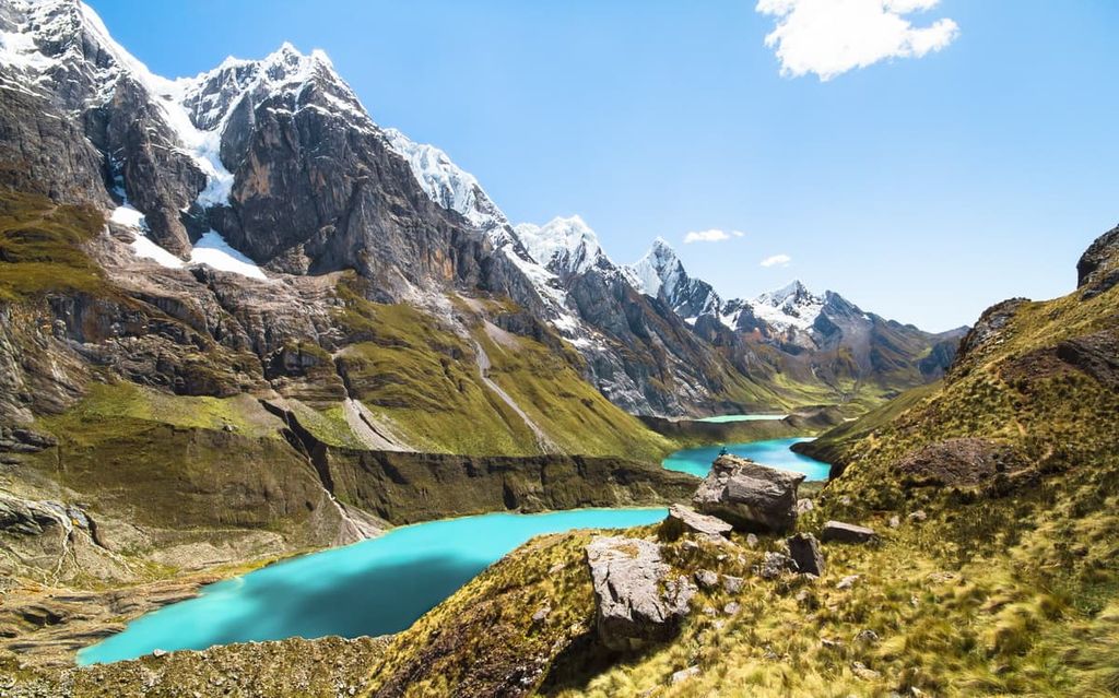 Three lagoons line, Cordillera Huayhuash Reserved Zone, Peru