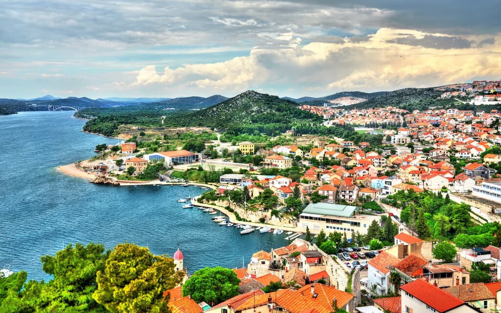 Aerial view of Sibenik town in Dalmatia, Croatia