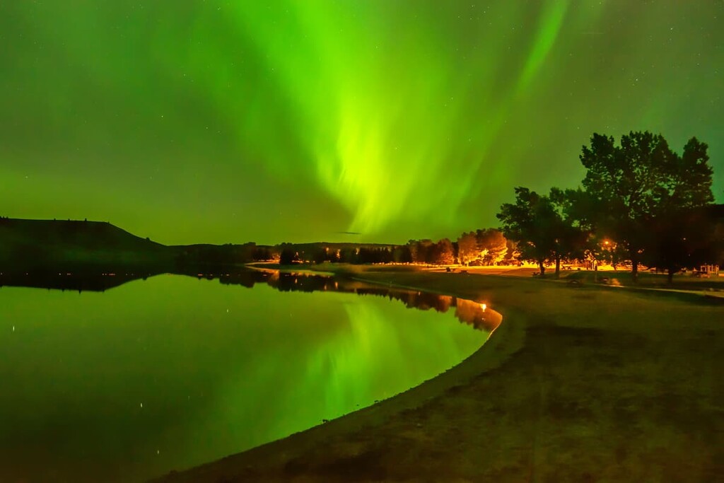 Northern Lights over Elkwater Lake, Cypress County, Canada