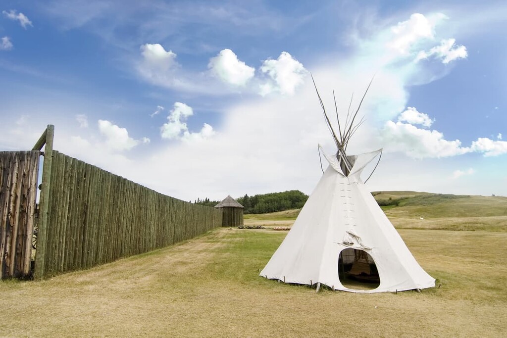 Tepee detail at the Cypress Hills Provincial Park, Cypress County, Canada
