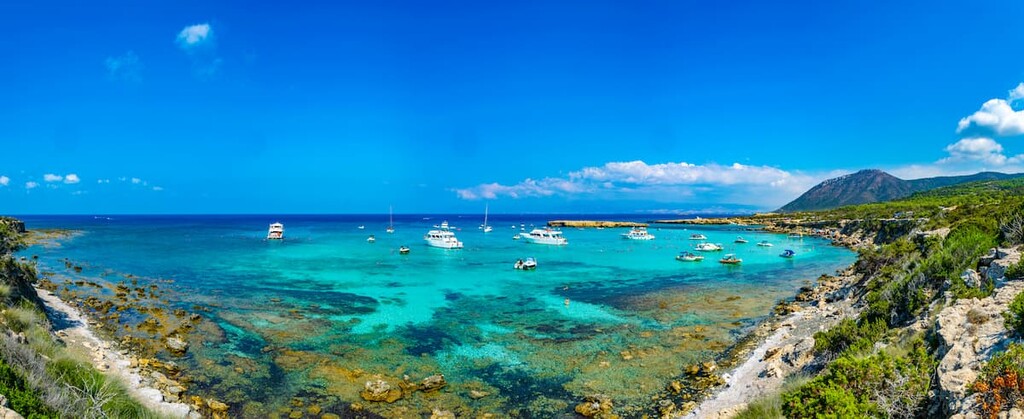 Blue lagoon at Akamas peninsula on Cyprus