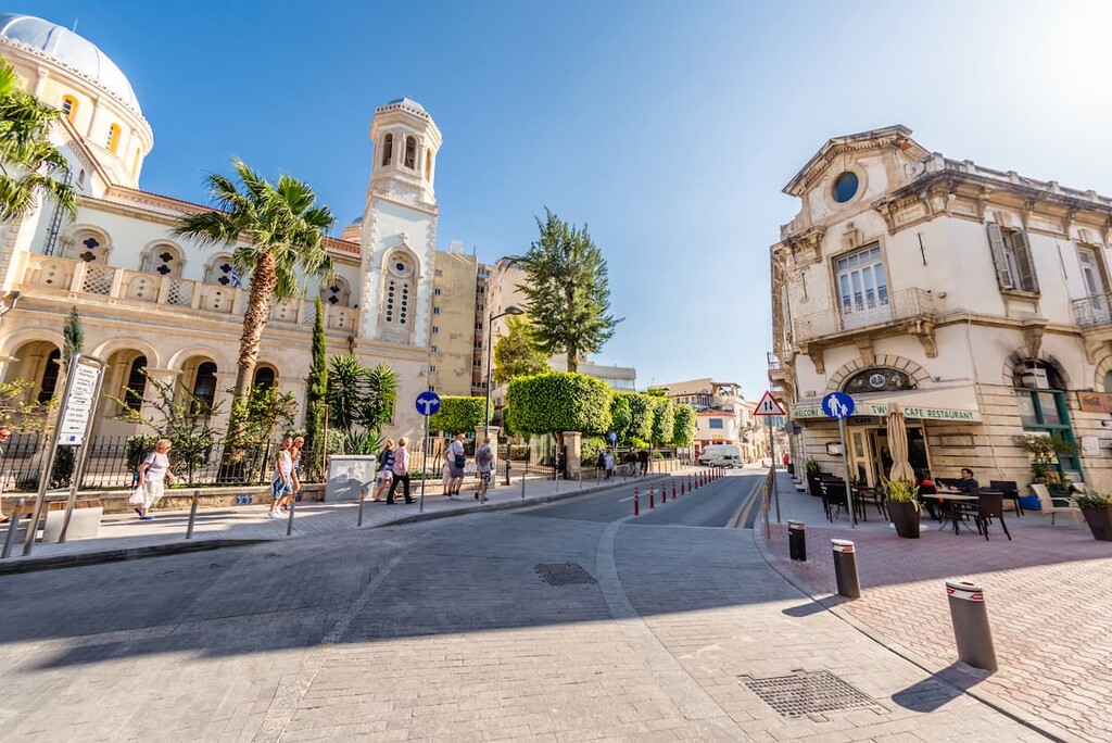 Agiou Andreou street, a historic center of Limassol town Cyprus