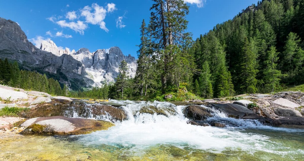 Mountain river, San Martino Valley, Dolomites 