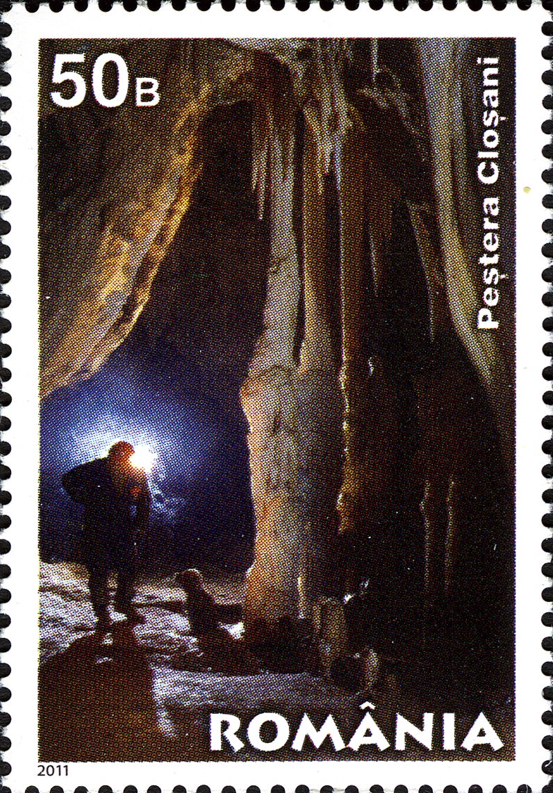 A vintage Romanian stamp featuring the region’s caves. Domogled Valea Cernei