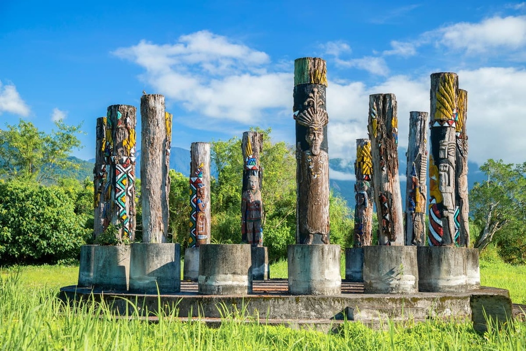Guangfu Township, Hualien, Taiwan: The spiritual pillar symbolizing the aboriginal culture , Fuyuan National Forest Recreation Area, Taiwan