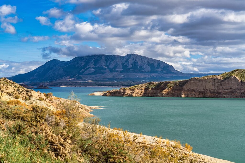 Embalse de Negratin reservoir lake in Geoparque de Granada, Spain
