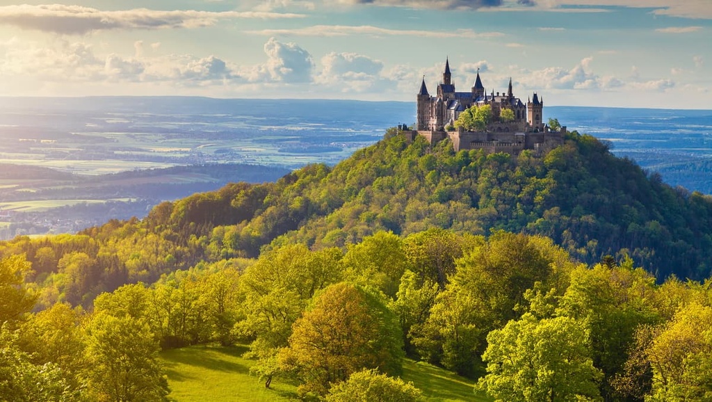 Hohenzollern Castle on mountain top, Germany