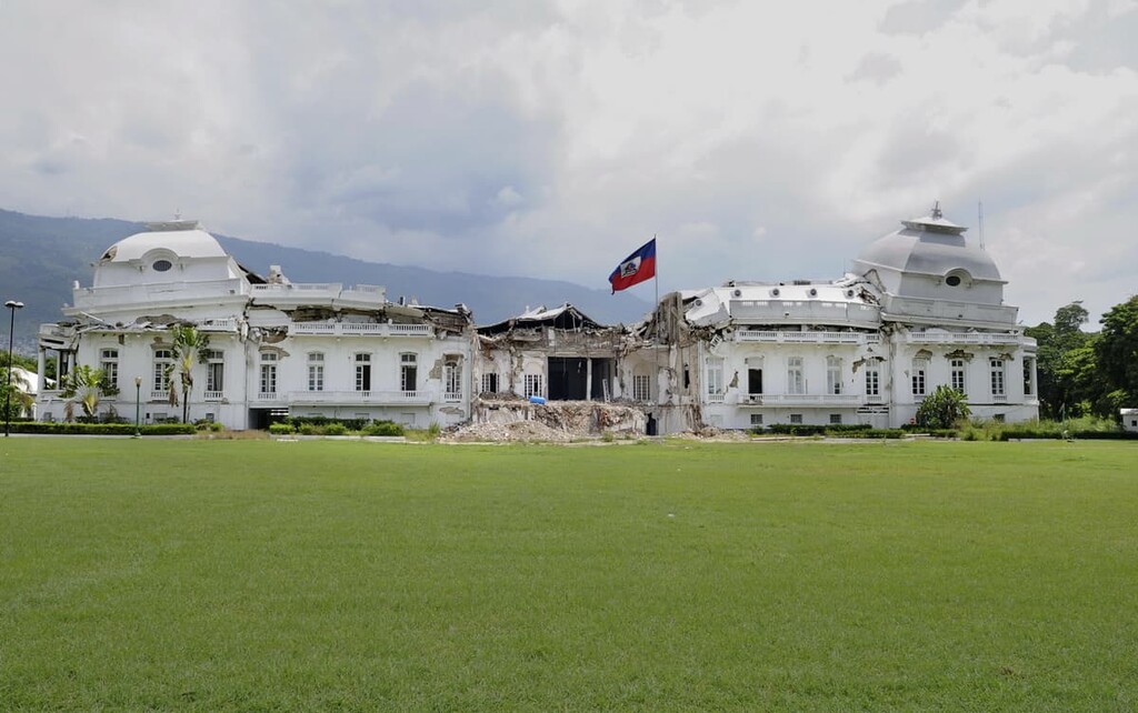 The collapsed Presidential Building in Port-Au-Prince, Haiti on August 22, 2010, Haiti