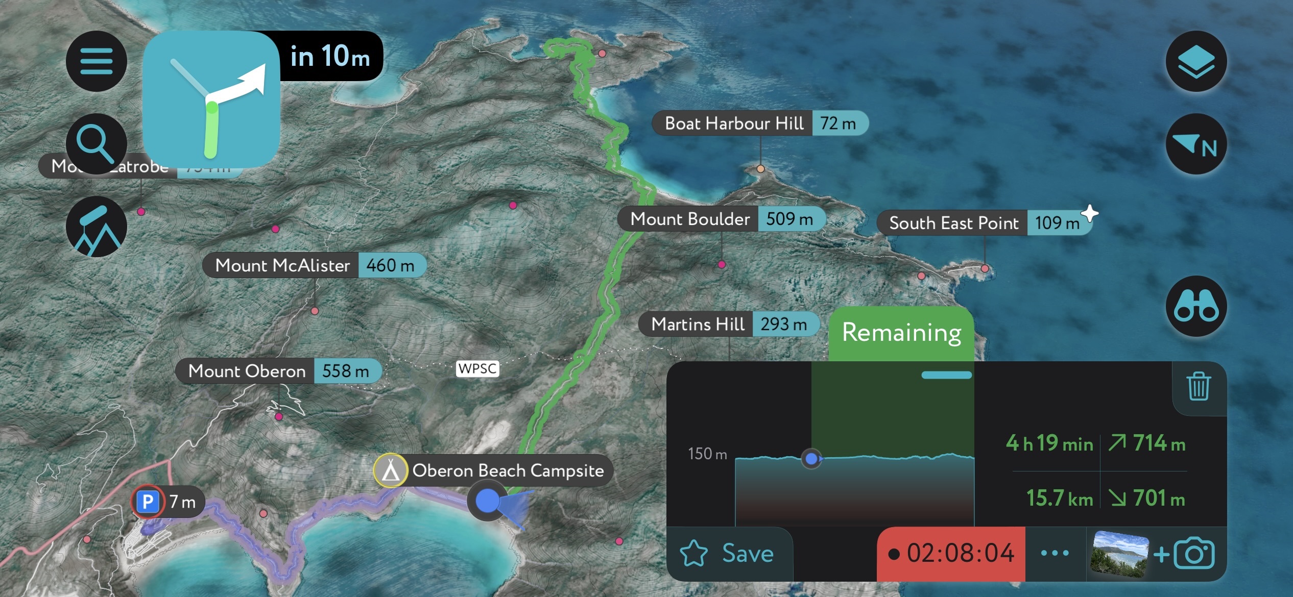 Mapping out our hike and tracking it on the app.