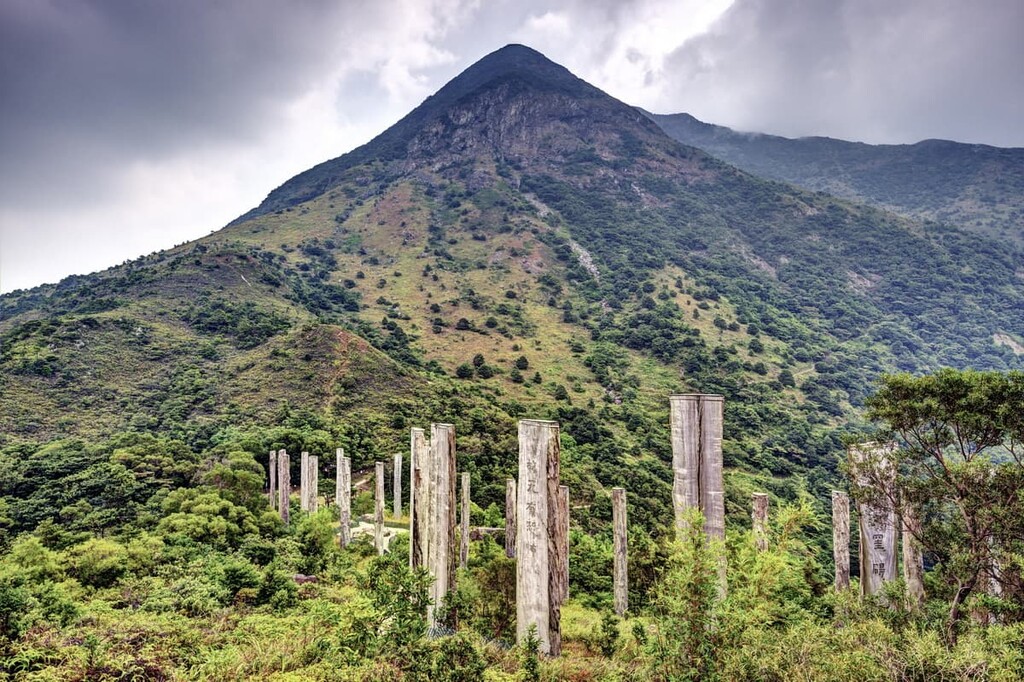 Wisdom path at the hills of Ngong Ping on Lantau Island, Hong Kong Special Administrative Region, China