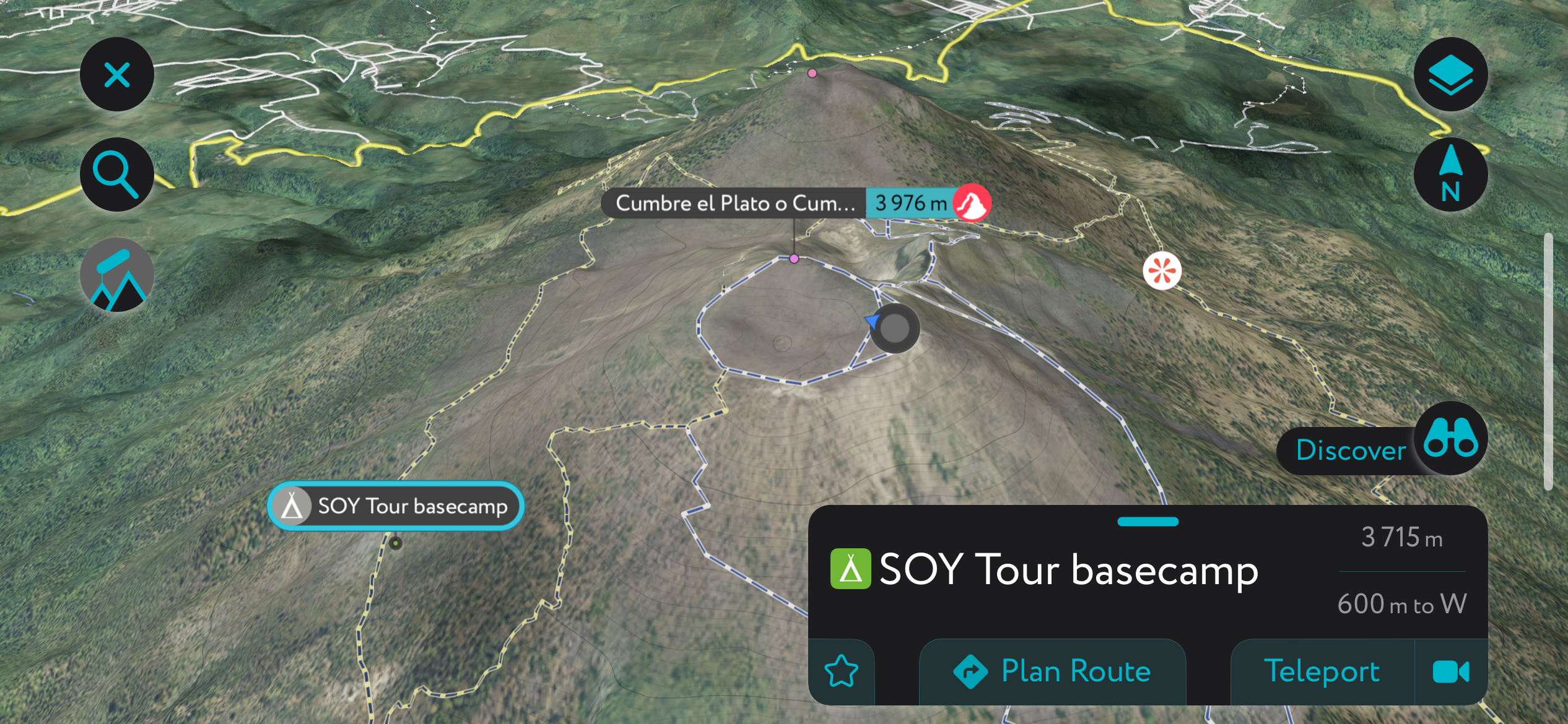 Soy Tours Basecamp on the PeakVisor App. Trekking in Guatemala