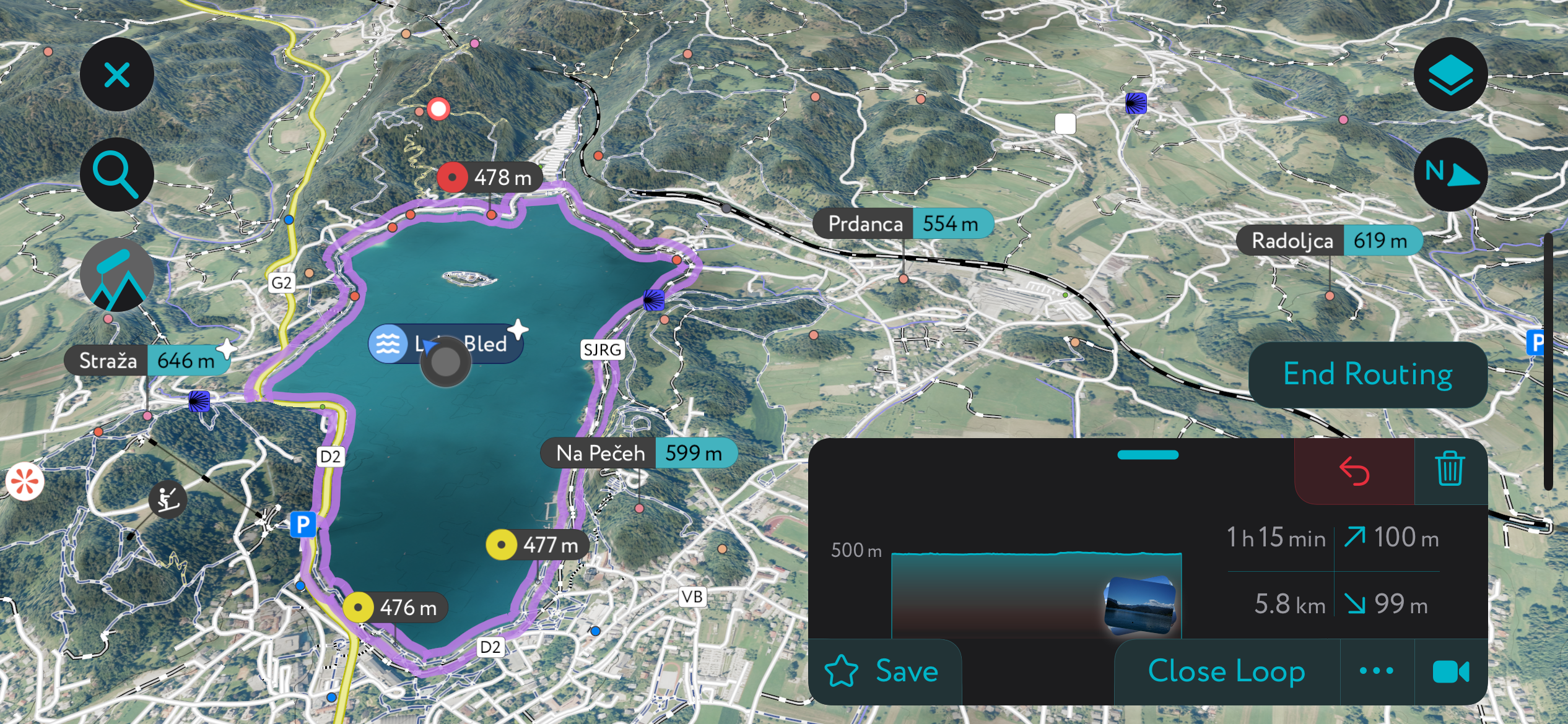 The trail around Lake Bled. Fall Foliage in Europe