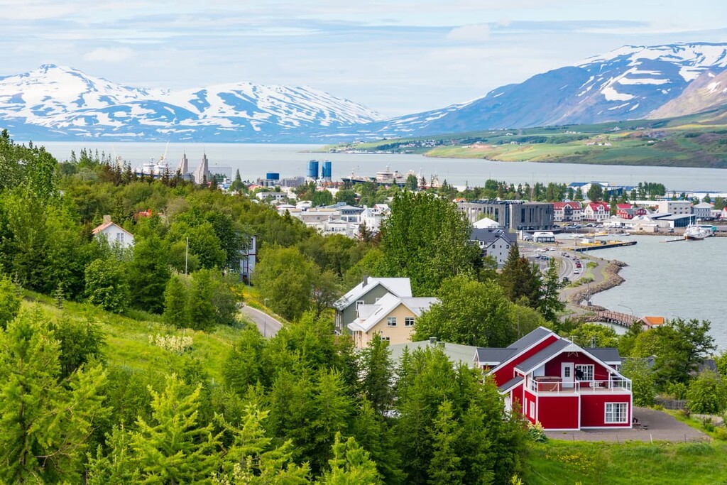 Town of Akureyri in North Iceland, Iceland