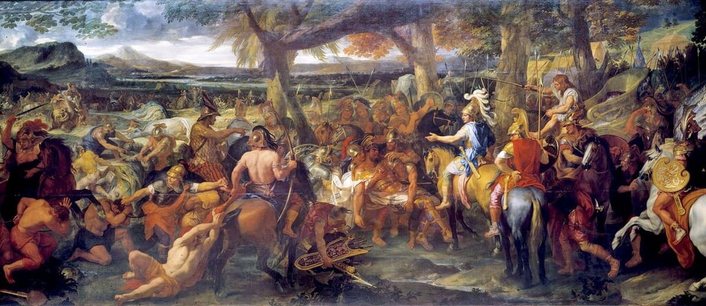 Alexander and Porus during the Battle of the Hydaspes by Charles Le Brun, India