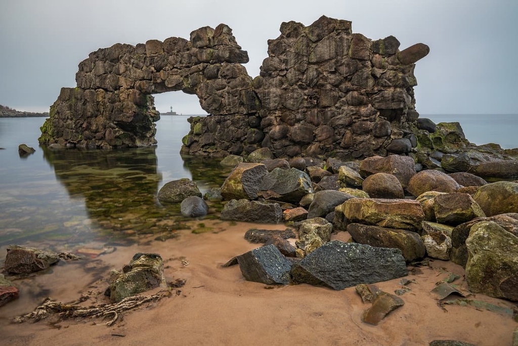 Remains of the wall at the port of Sassnitz. Jasmund National Park, Germany