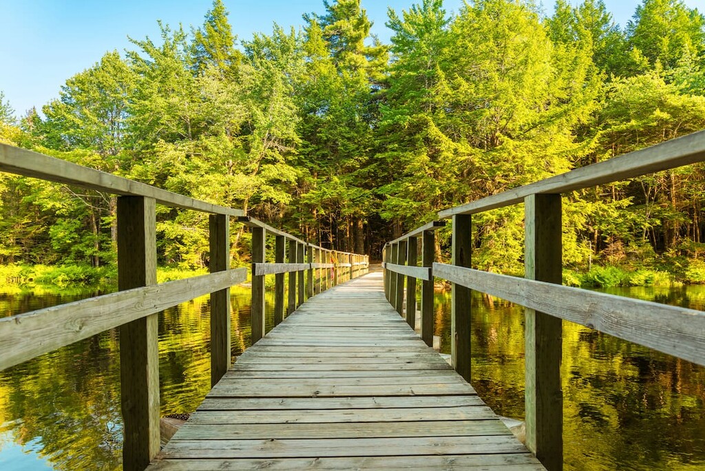 Wooden bridge . Kejimkujik National Park and National Historic Site of Canada