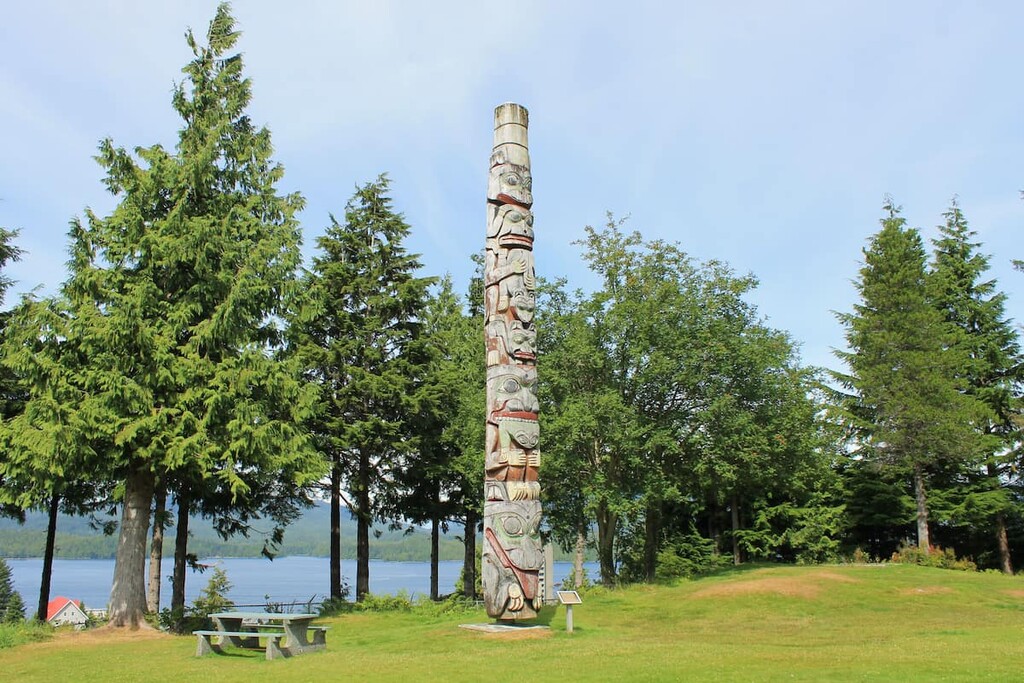 Beautiful totem pole in Prince Rupert, Kitimat Ranges, British Columbia