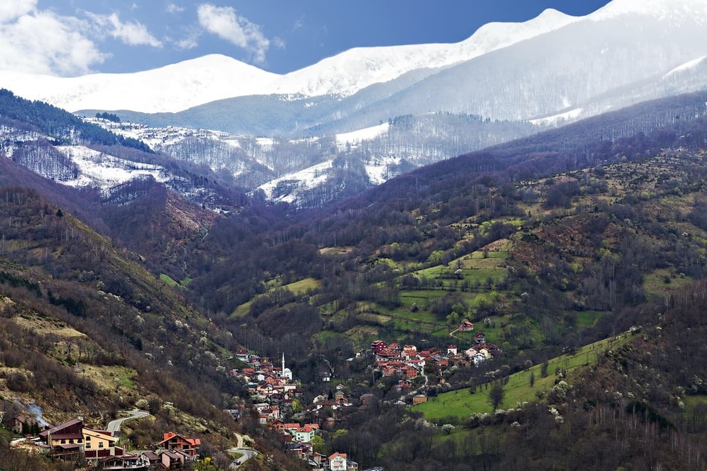 village with snow capped, Republic of Kosovo