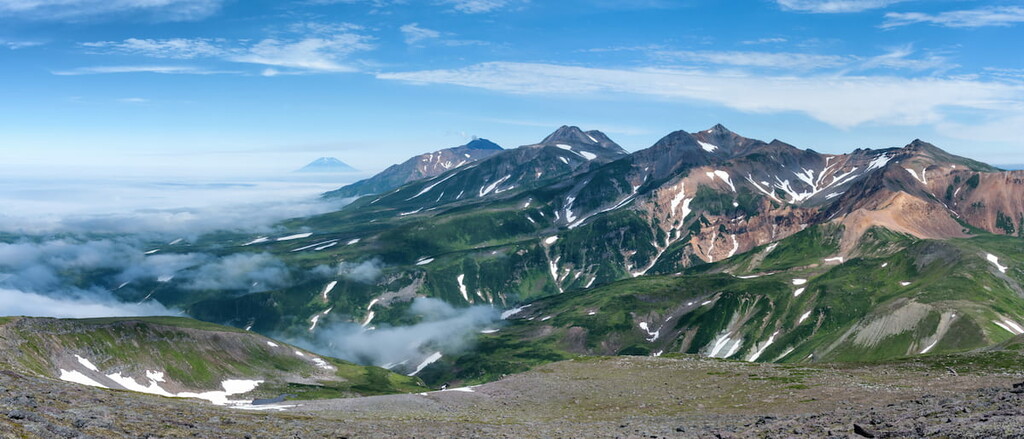 Mountain landscape at Paramushir Island, Kuril Islands