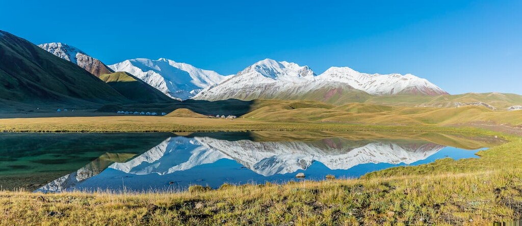 Lenin Peak panorama and Lake Tulpar-Kul, Kyrgyzstan