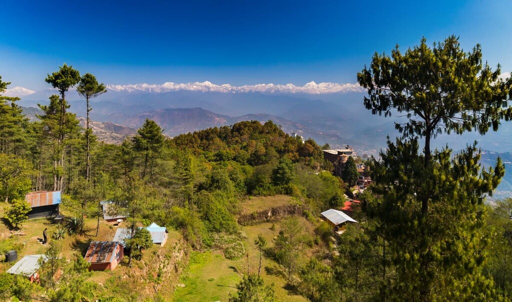 Langtang range of Himalaya from Nagarkot village, Langtang National Park