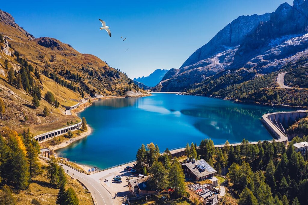 Fedaia rifugio, Fedaia lake, Marmolada