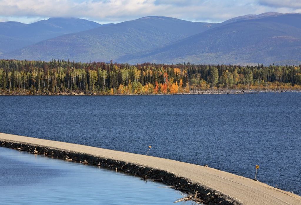 Causeway road over Williston Lake, Misinchinka Ranges, British Columbia